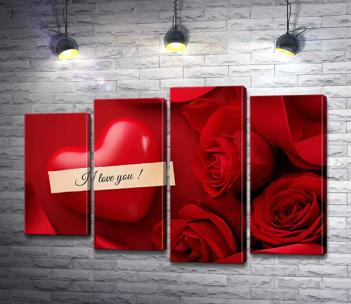 

Модульная картина ArtPoster Признание в любви в окружении пышных красных роз 132x89 см Модуль №21