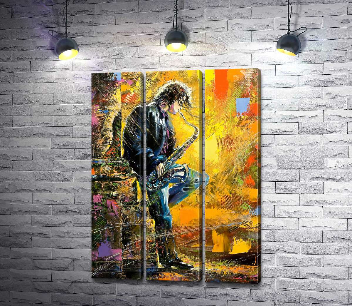 

Модульная картина ArtPoster Парень играет на саксофоне среди вечерней улицы 132x182 см Модуль №11