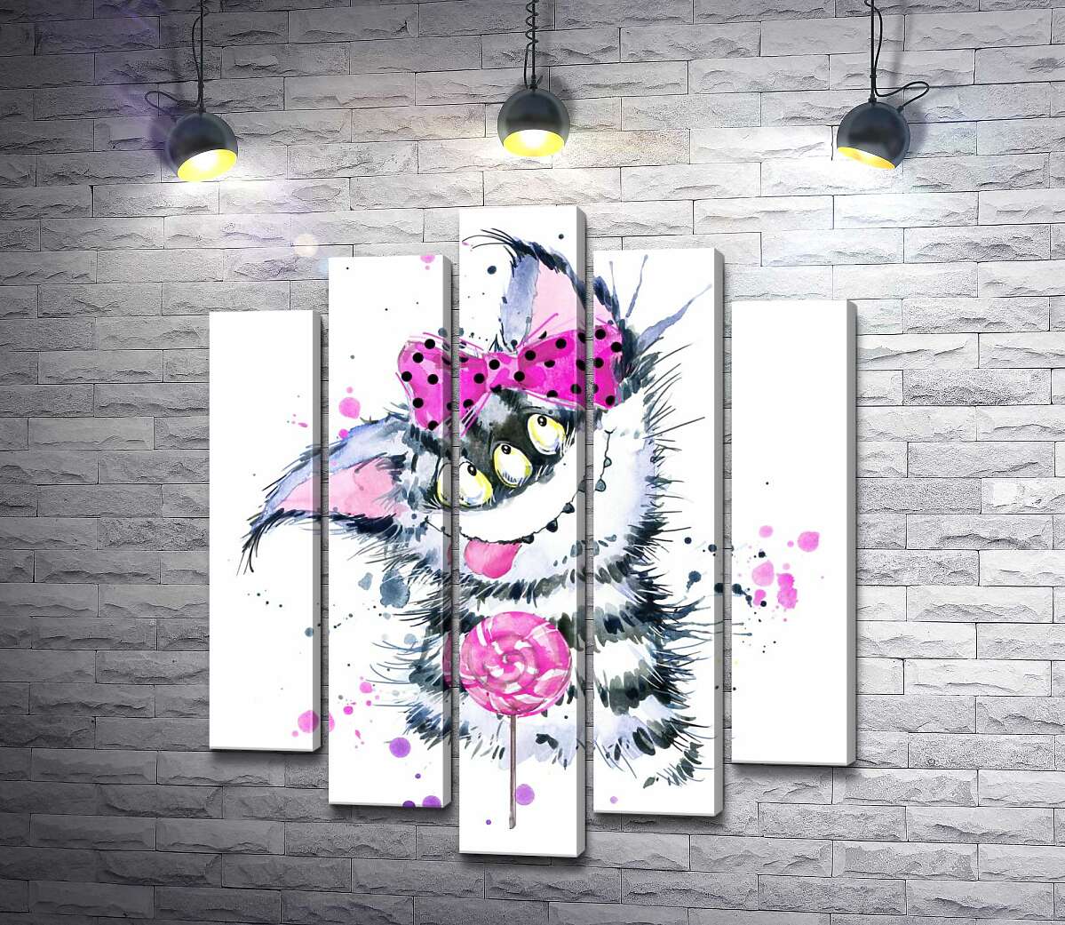 

Модульная картина ArtPoster Полосатый монстр тянется языком к леденцу 100x120 см Модуль №26