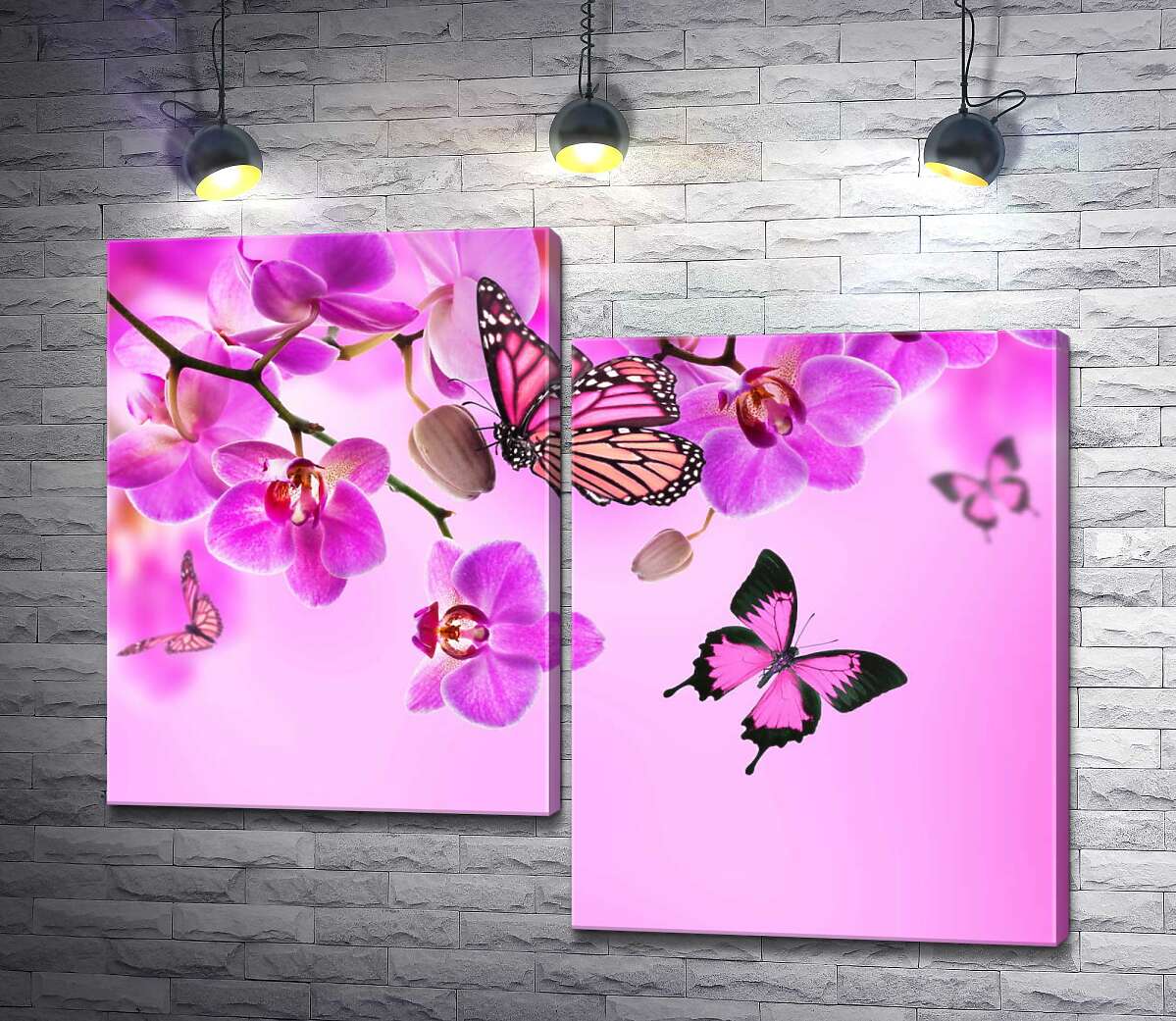 

Модульная картина ArtPoster Полеты бабочек среди неоново-розовых ветвей орхидей 130x105 см Модуль №5
