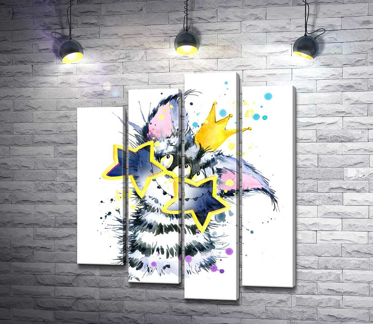

Модульная картина ArtPoster Полосатый монстр в короне и звездных очках 132x156 см Модуль №21