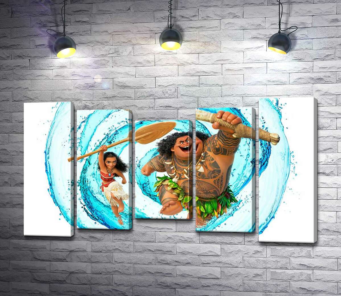 

Модульная картина ArtPoster Принцесса Моана и полубог Мауи (Maui) на постере к мультфильму 100x58 см Модуль №28