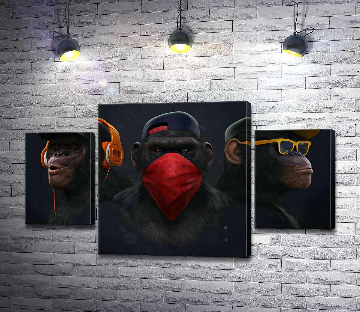 

Модульная картина ArtPoster Портреты горилл "на стиле" 100x58 см Модуль №7