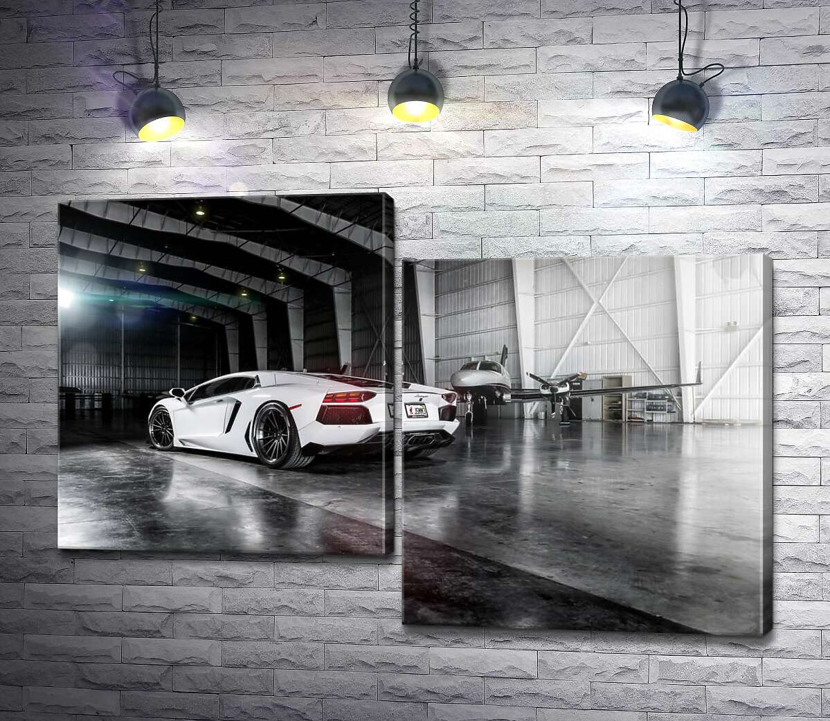 

Модульная картина ArtPoster Плавные изгибы сторон в белом автомобиле Ламборгини (Lamborghini Aventador) 100x68 см Модуль №5
