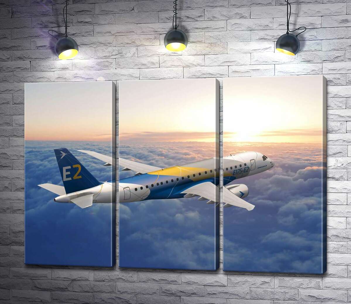 

Модульная картина ArtPoster Полет бразильского самолета Embraer E-Jet E2 над бескрайним облачным пространством 60x43 см Модуль №11