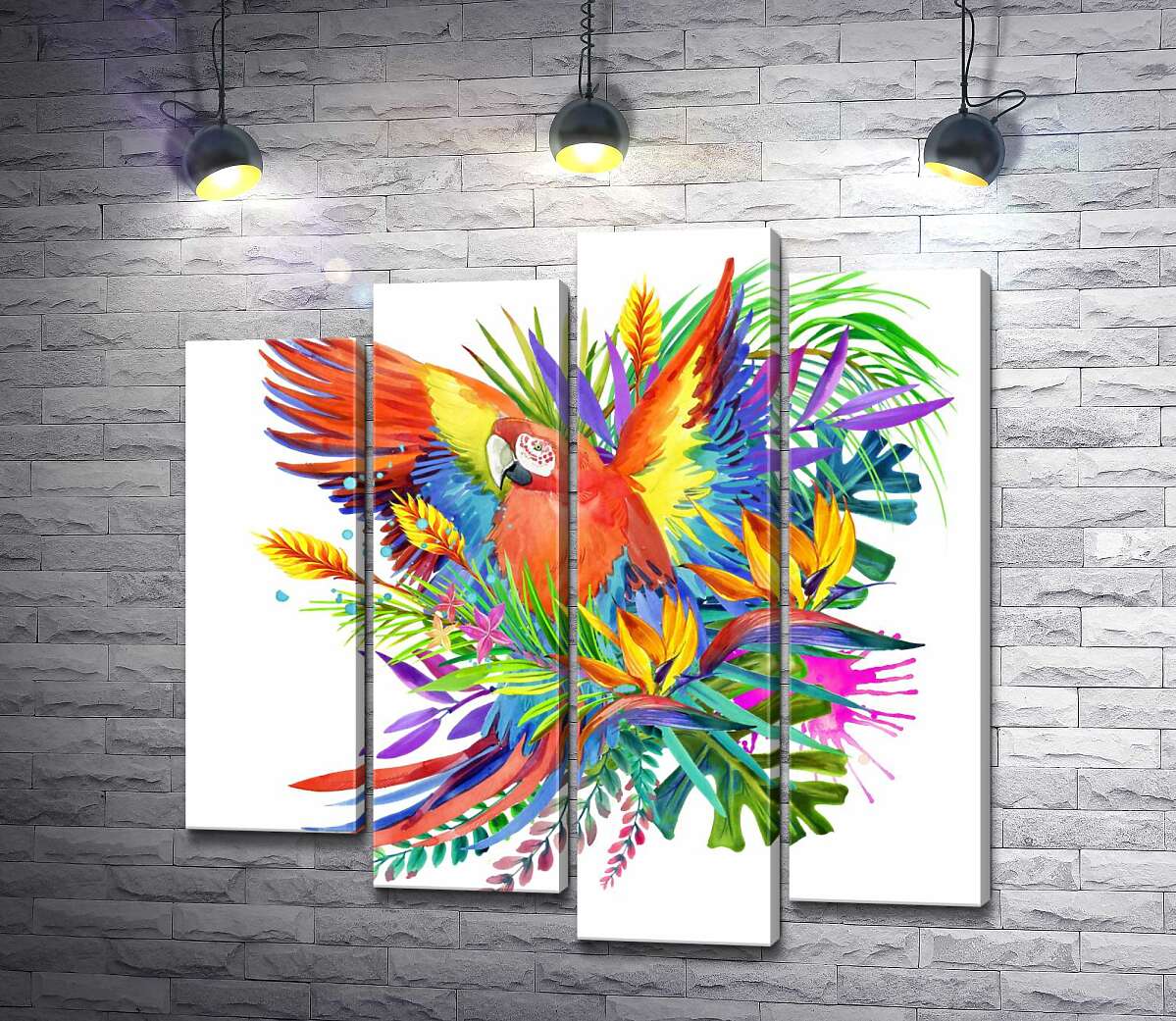 

Модульная картина ArtPoster Попугай ара маскируется среди тропического разнообразия цветов 100x101 см Модуль №21