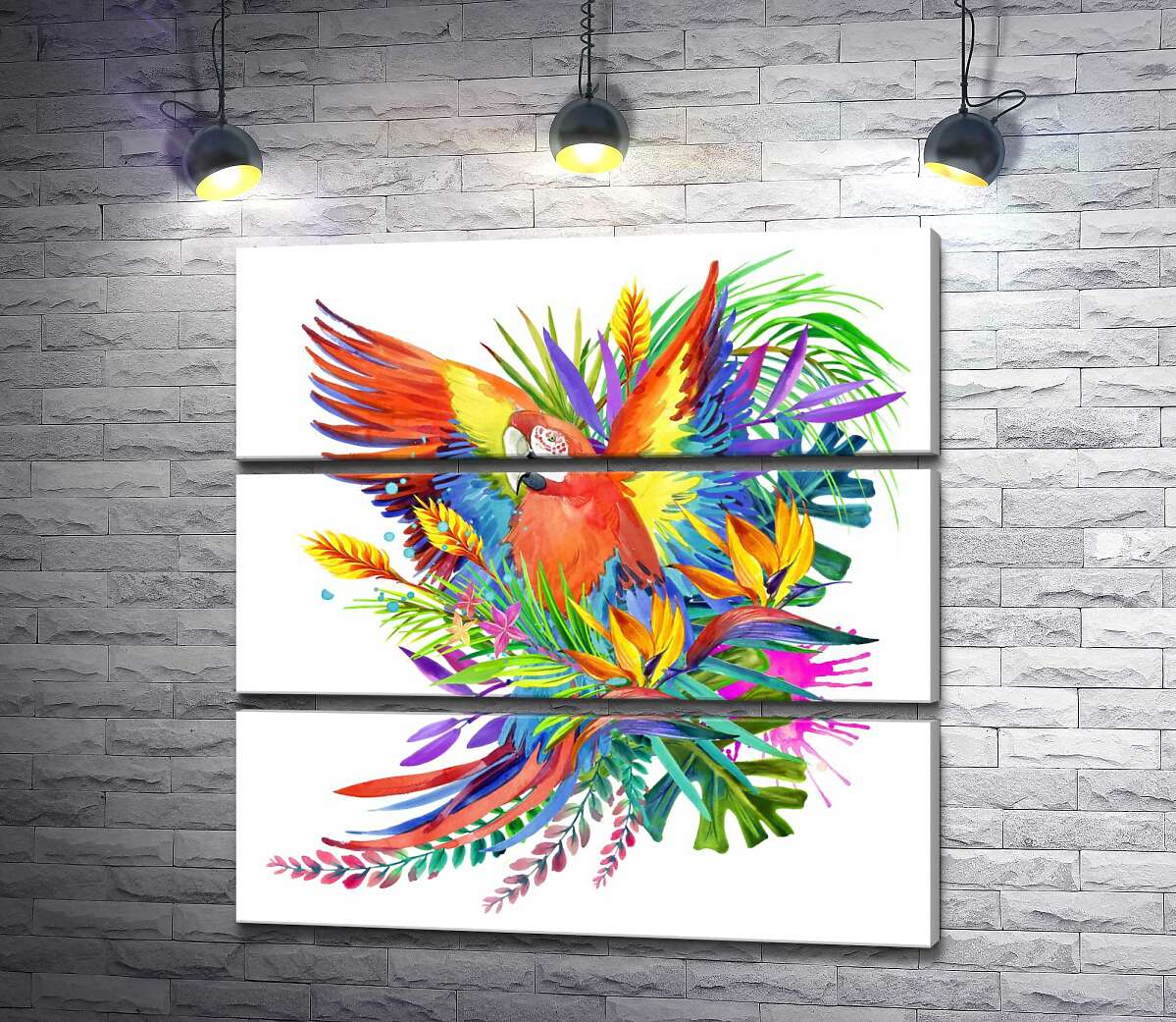 

Модульная картина ArtPoster Попугай ара маскируется среди тропического разнообразия цветов 60x60 см Модуль №13