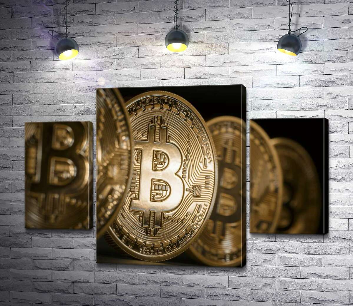 

Модульная картина ArtPoster Переливы золотого на монетах биткоинов 80x54 см Модуль №7