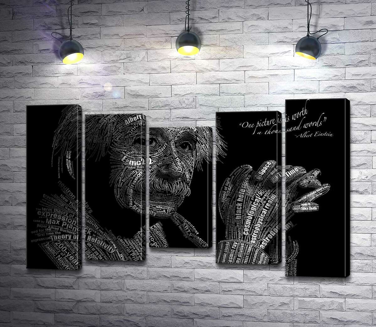 

Модульная картина ArtPoster Портрет Альберта Эйнштейна (Albert Einstein) из сотни научных терминов 130x83 см Модуль №28
