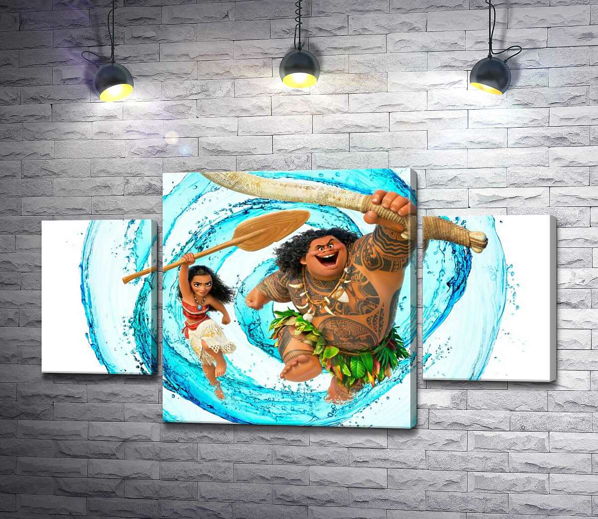 

Модульная картина ArtPoster Принцесса Моана и полубог Мауи (Maui) на постере к мультфильму 80x45 см Модуль №7