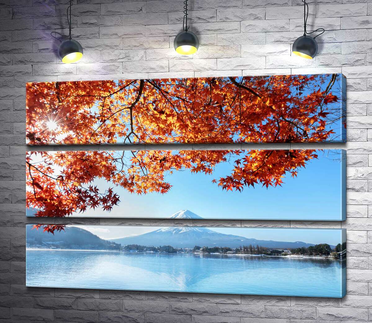 

Модульная картина ArtPoster Осенний вид на гору Фудзи (Mount Fuji) из вод озера 100x69 см Модуль №13
