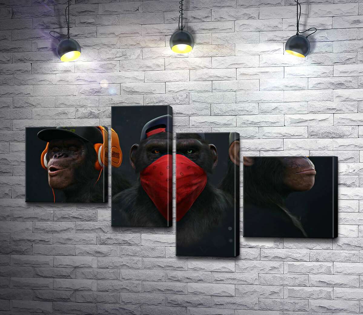 

Модульная картина ArtPoster Портреты горилл "на стиле" 100x57 см Модуль №20