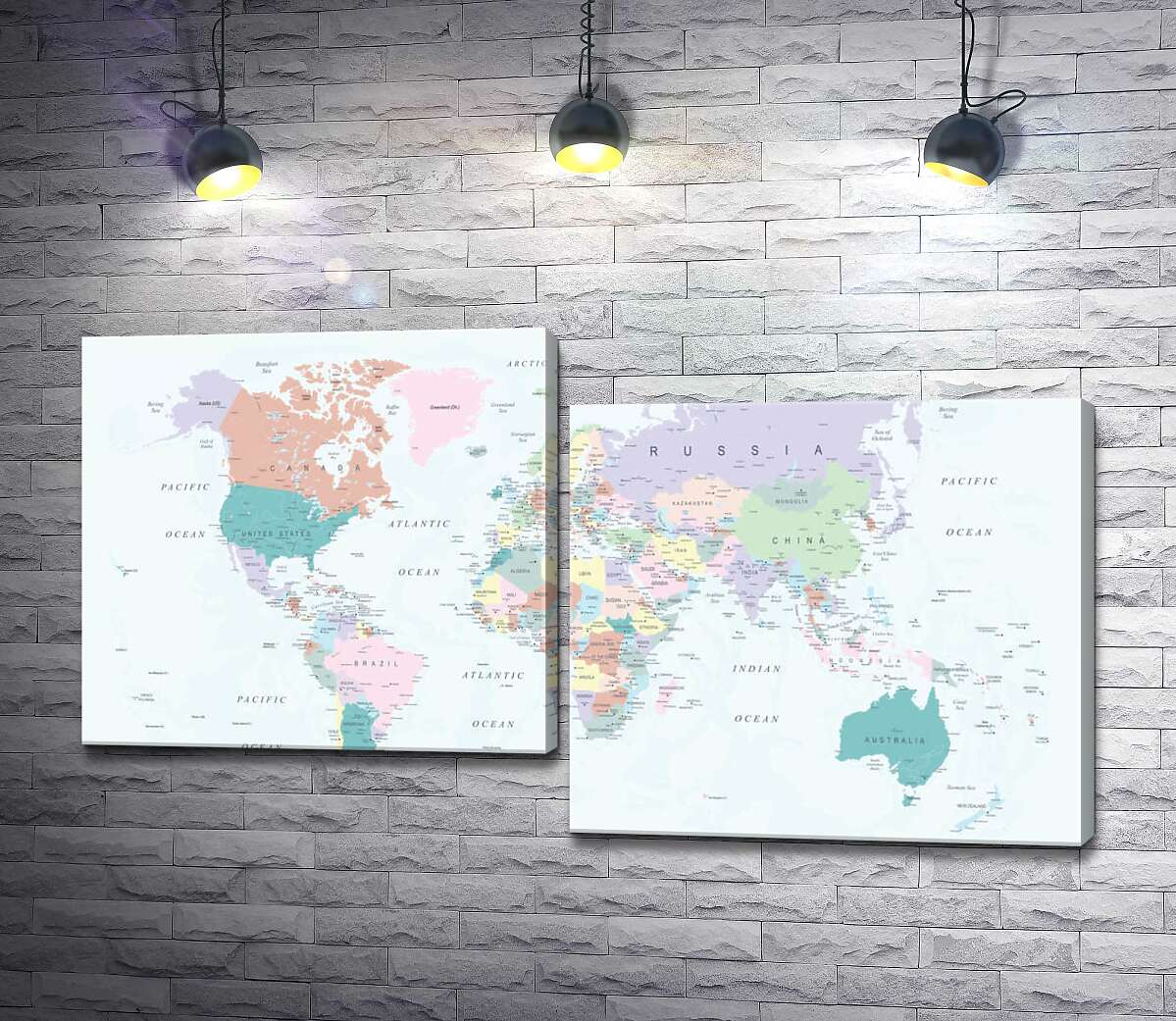 

Модульная картина ArtPoster Политическая карта мира в пастельных тонах 130x73 см Модуль №5