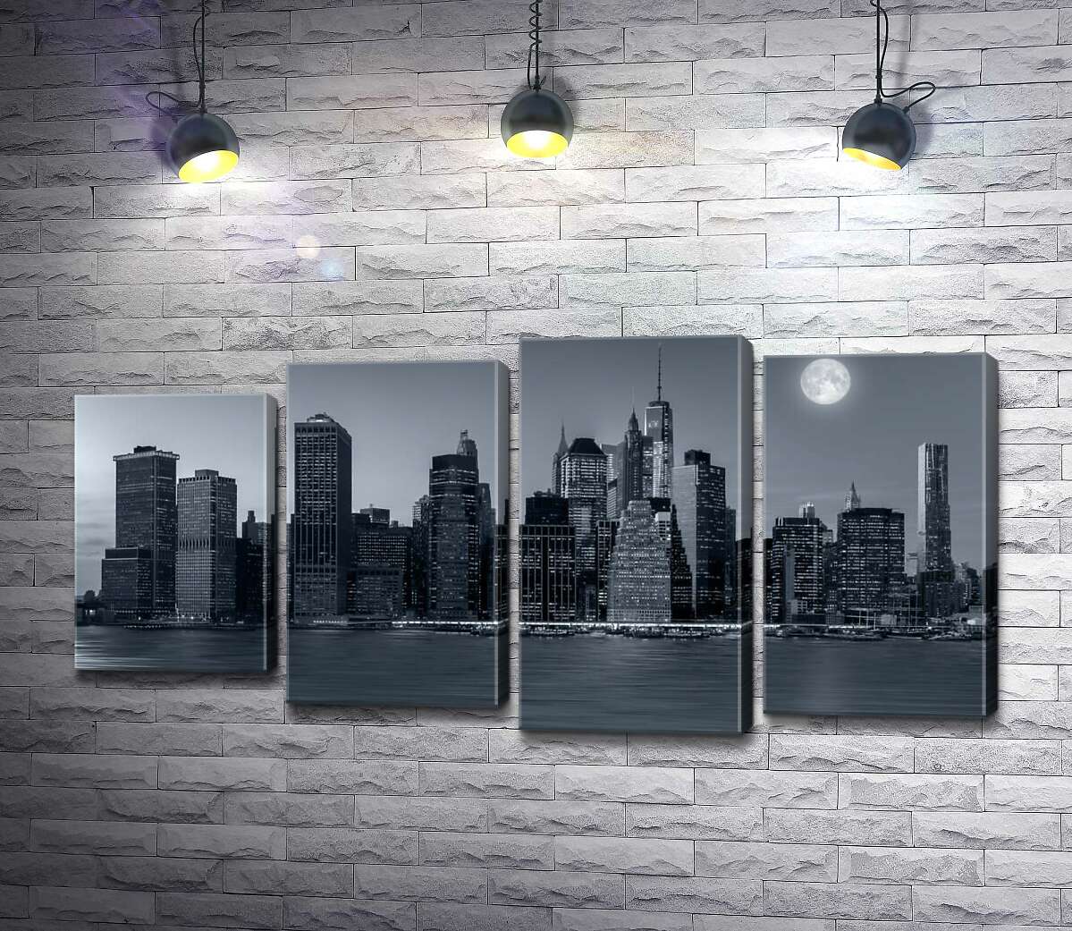 

Модульная картина ArtPoster Полнолуние над сонным Нью-Йорком 100x51 см Модуль №21