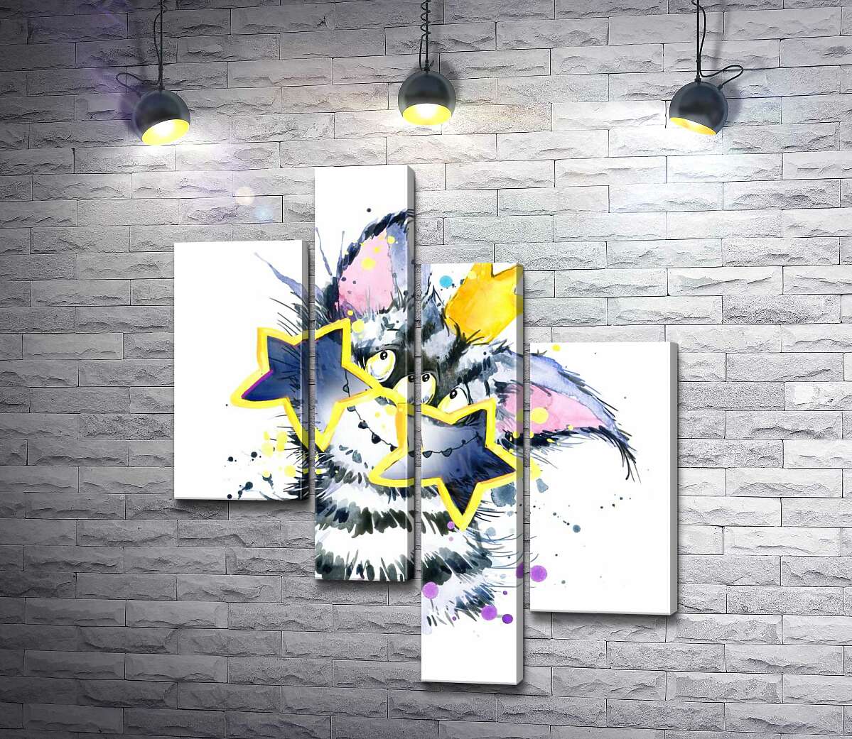 

Модульная картина ArtPoster Полосатый монстр в короне и звездных очках 130x155 см Модуль №20