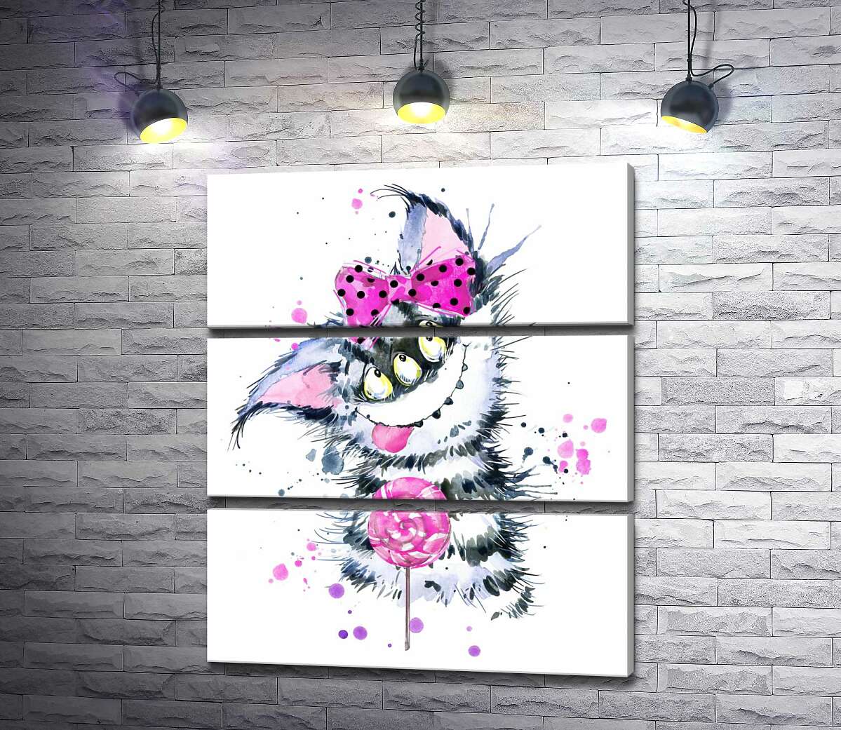 

Модульная картина ArtPoster Полосатый монстр тянется языком к леденцу 51x60 см Модуль №13