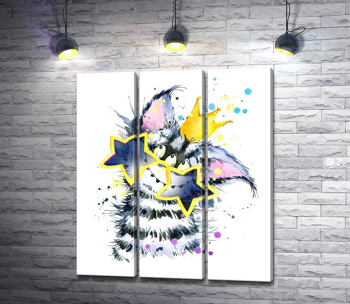 

Модульная картина ArtPoster Полосатый монстр в короне и звездных очках 102x118 см Модуль №11