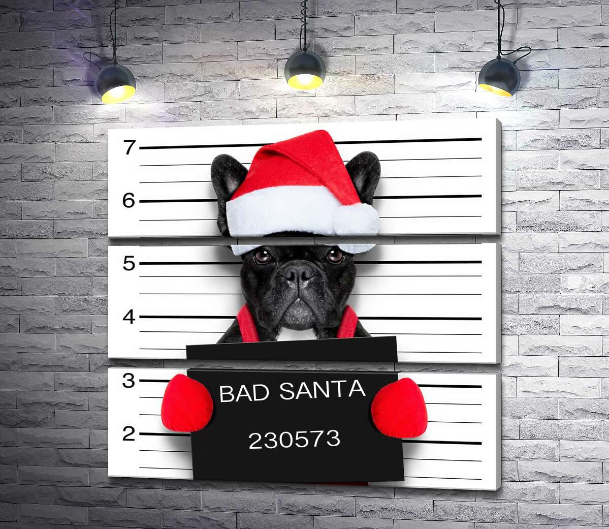 

Модульная картина ArtPoster Праздничный черный бульдог – "Bad Santa" 65x60 см Модуль №13