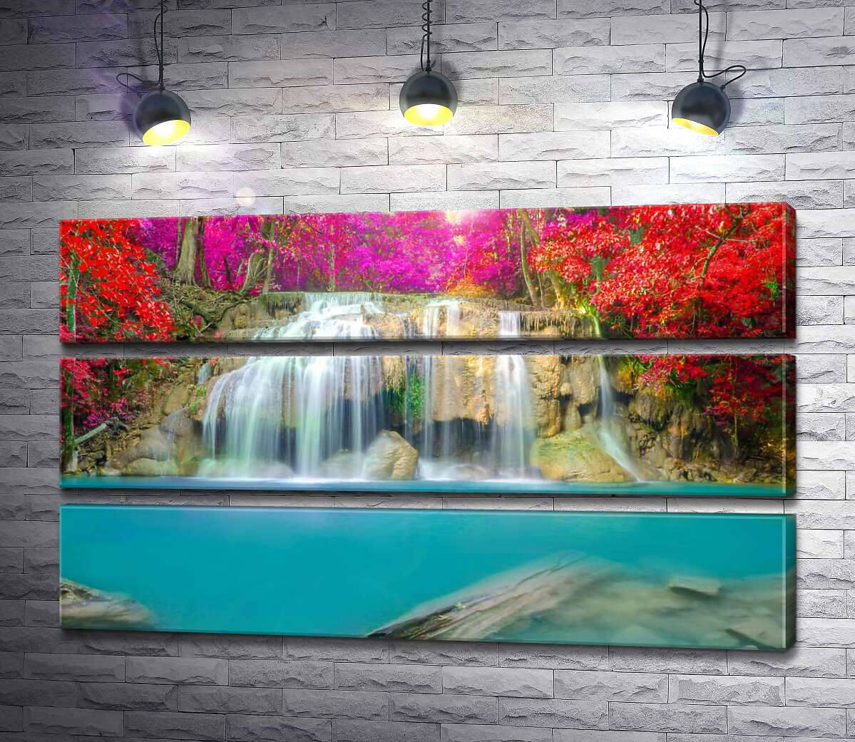 

Модульная картина ArtPoster Осенние цвета над каскадом водопада Эраван (Erawan falls) 104x60 см Модуль №13