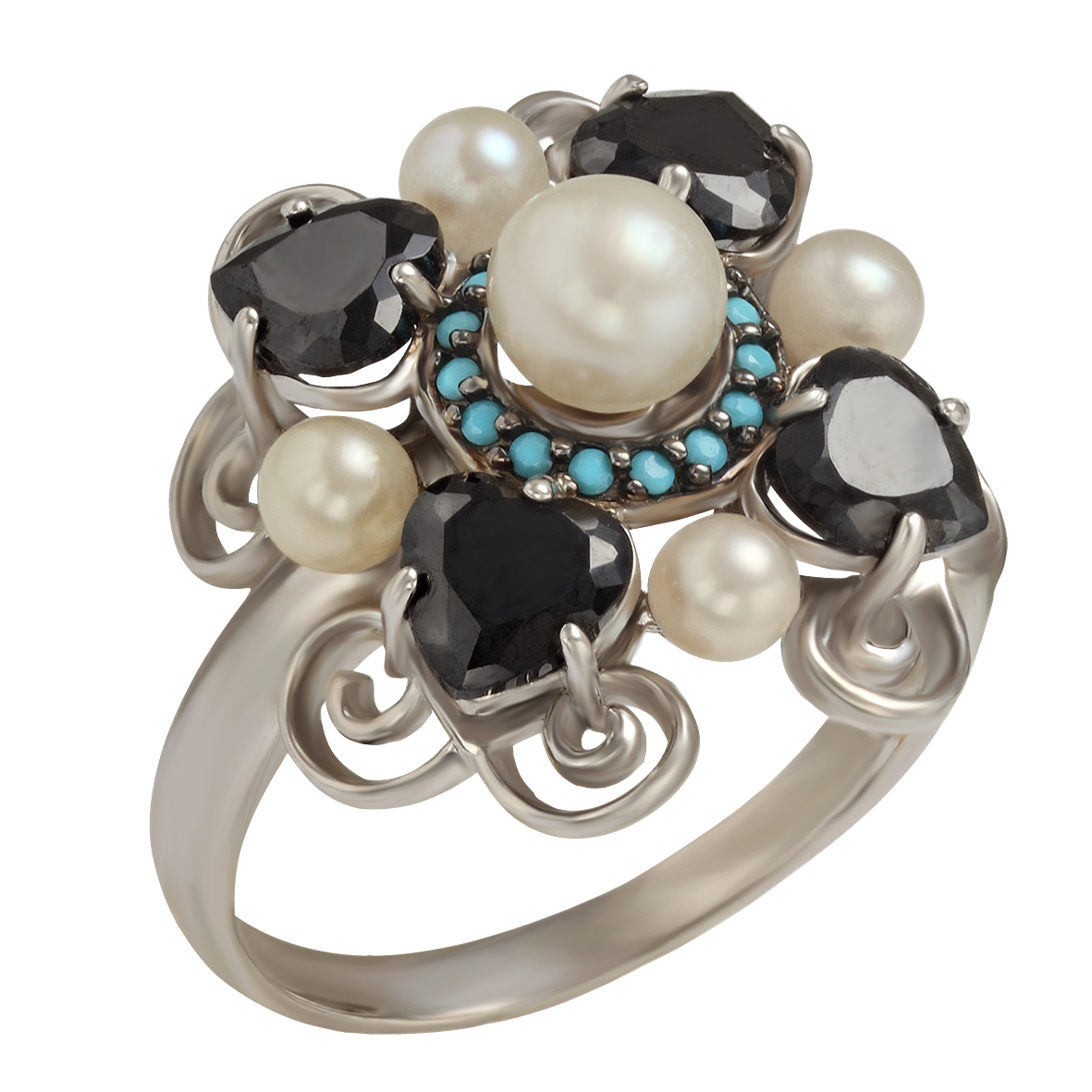 

Серебряное кольцо с жемчугом, фианитами и нанокристаллами Tango Jewellery Company 380192С размер 21