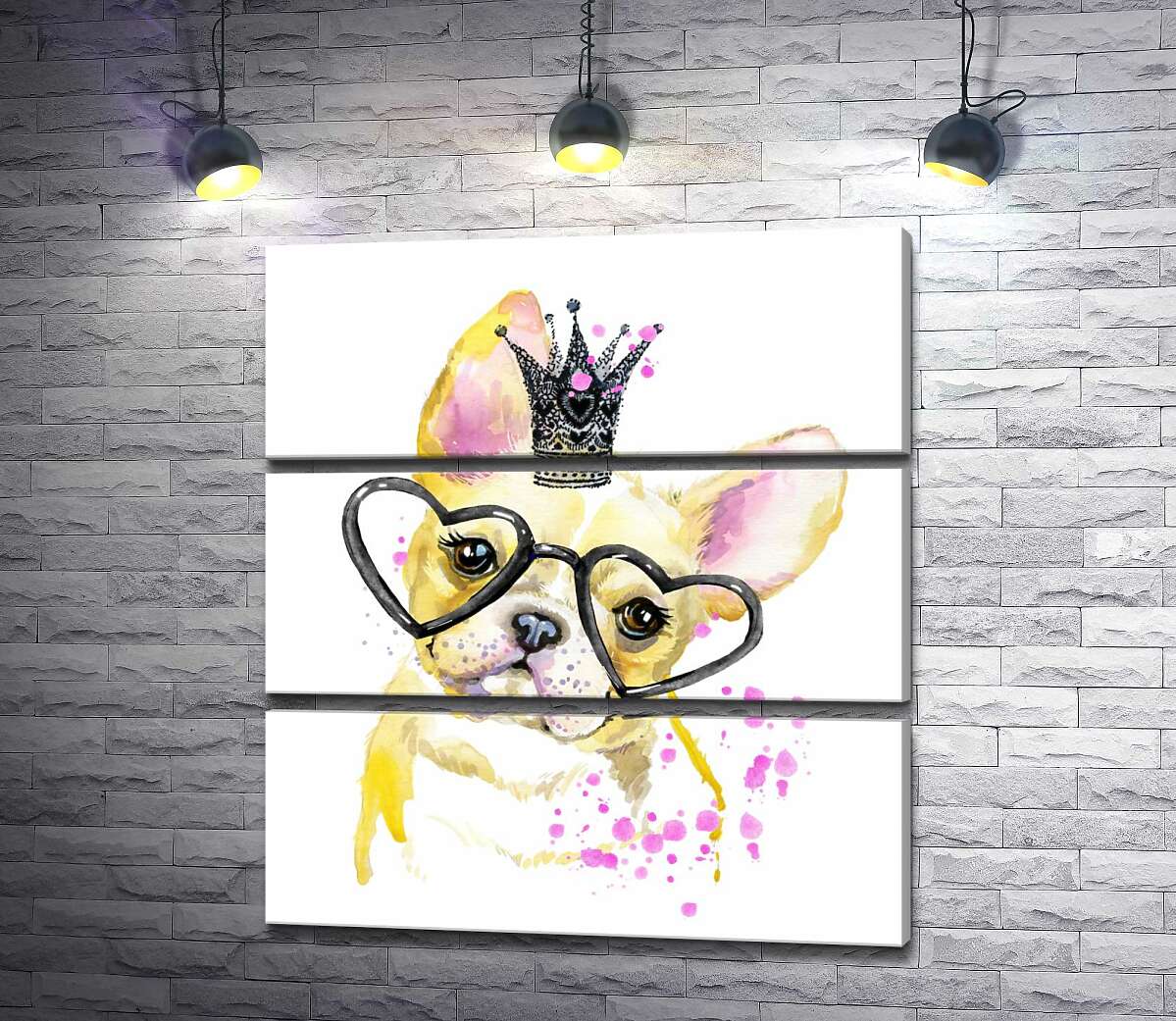 

Модульная картина ArtPoster Рыжий бульдог в очках и с короной смотрит с интересом 55x60 см Модуль №13