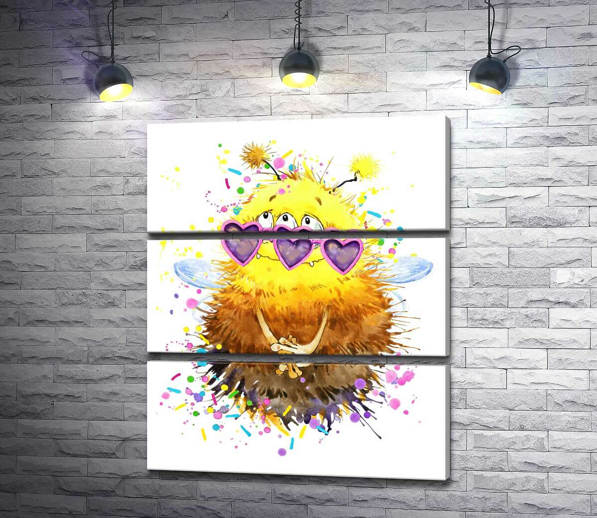 

Модульная картина ArtPoster Пушистый монстр-пчелка с крыльями в розовых очках 130x156 см Модуль №13