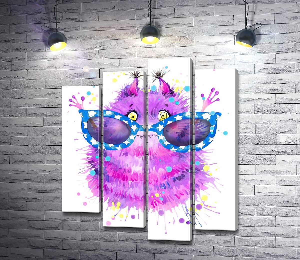

Модульная картина ArtPoster Пушистый фиолетовый монстр в больших синих очках 100x119 см Модуль №21