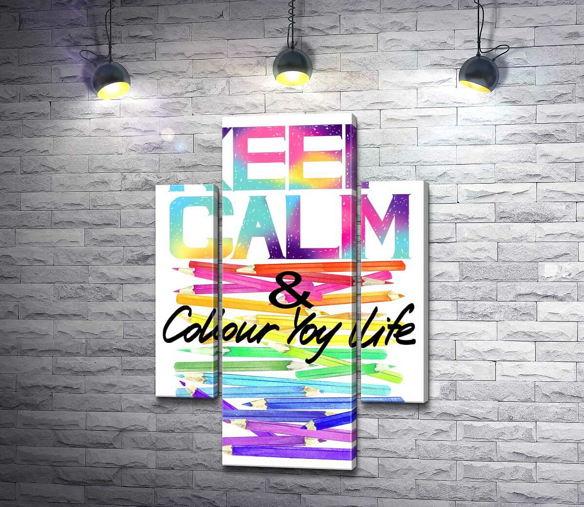 

Модульная картина ArtPoster Радужные карандаши с надписью "keep calm and colour your life" 100x148 см Модуль №7