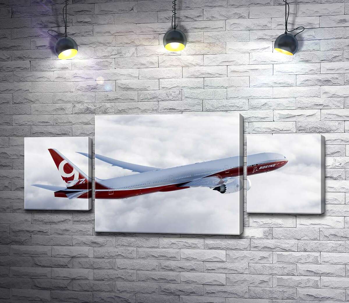 

Модульная картина ArtPoster Самолет Боинг уверенно разрезает облачное пространство 80x38 см Модуль №7