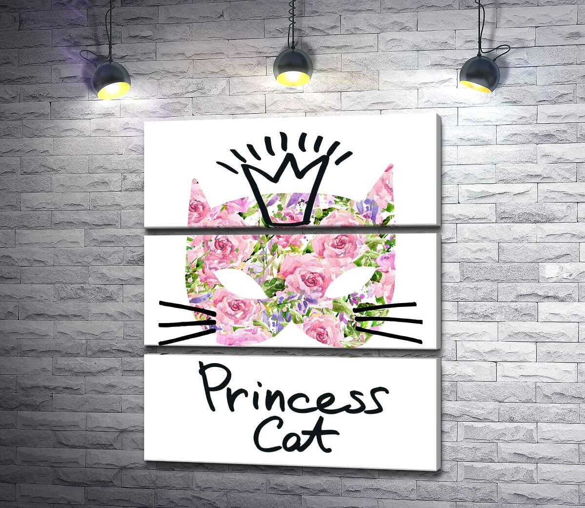 

Модульная картина ArtPoster Розовая маска кота с надписью "princess cat" 130x156 см Модуль №13