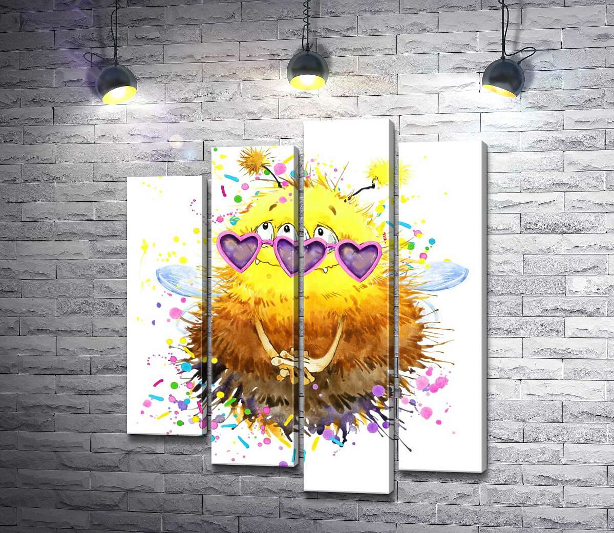 

Модульная картина ArtPoster Пушистый монстр-пчелка с крыльями в розовых очках 80x97 см Модуль №21