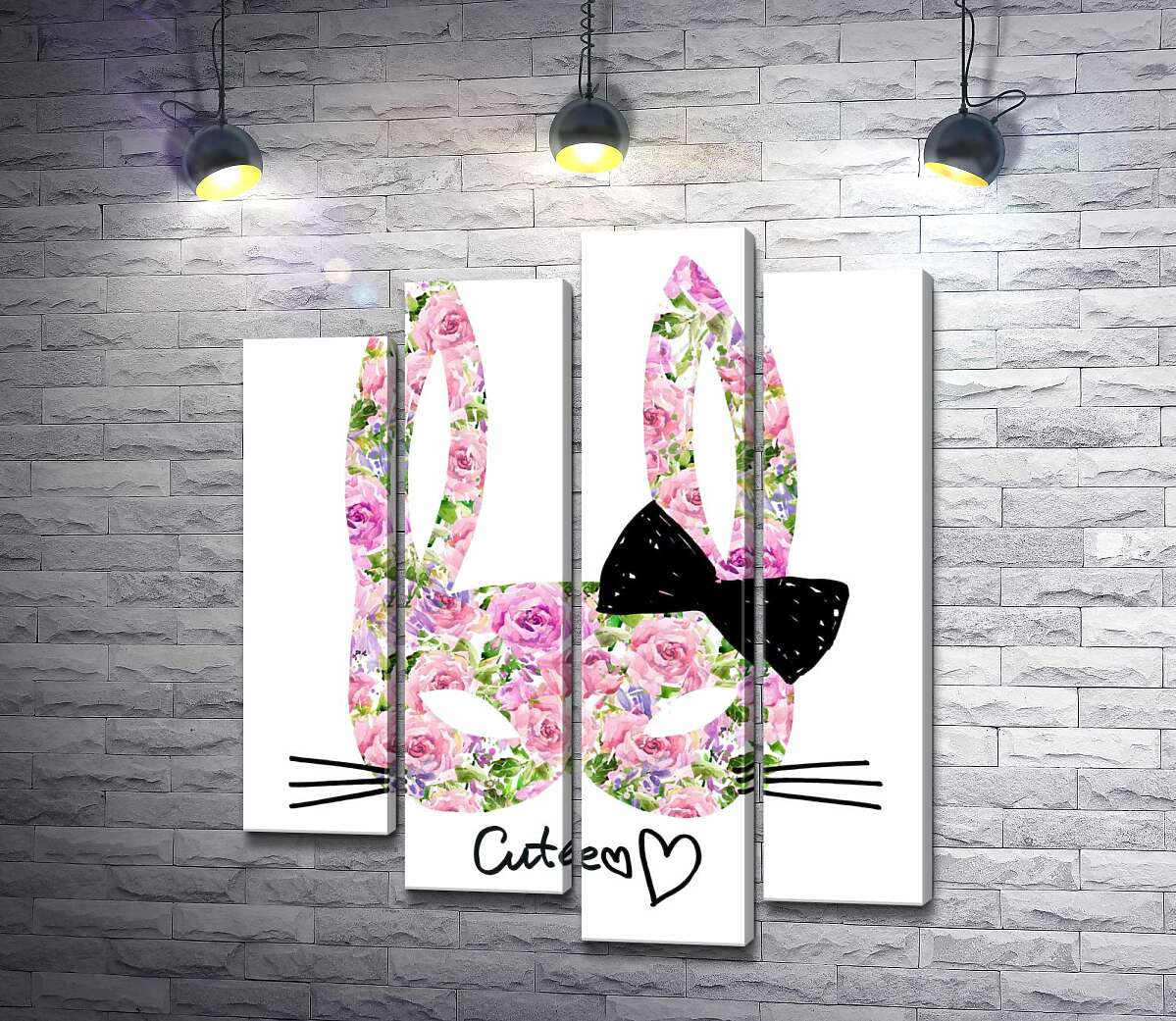 

Модульная картина ArtPoster Розовая маска зайчика с надписью "cute" 100x119 см Модуль №21