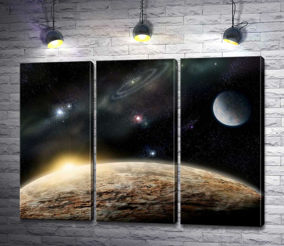 

Модульная картина ArtPoster Рассвет над каменистой поверхностью планеты 132x98 см Модуль №11