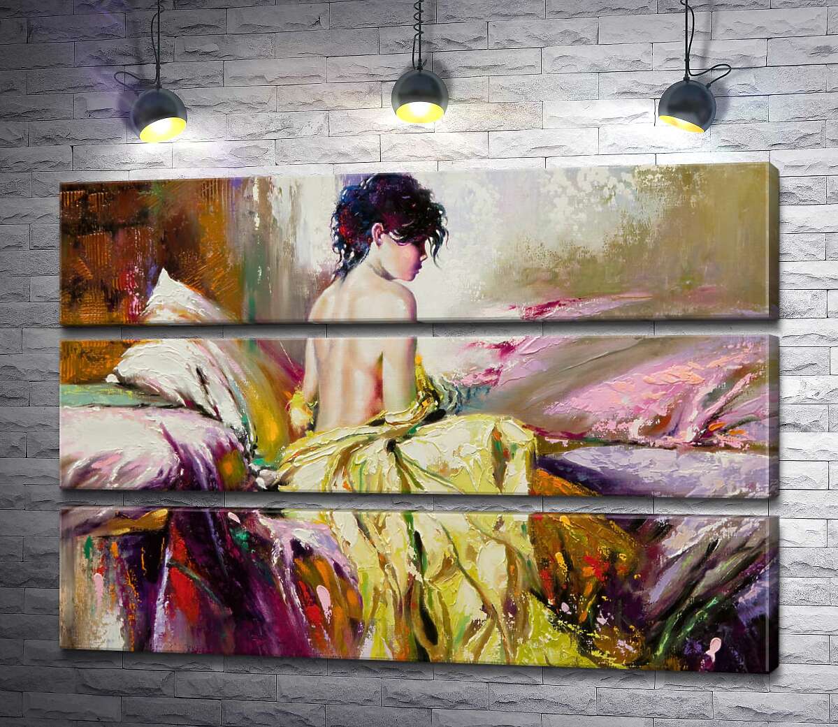 

Модульная картина ArtPoster Профиль обнаженной девушки среди подушек в постели 88x60 см Модуль №13