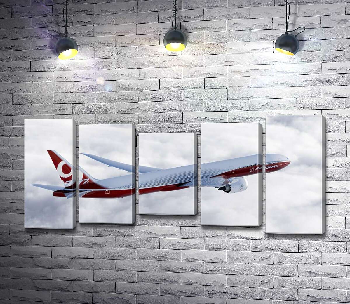 

Модульная картина ArtPoster Самолет Боинг уверенно разрезает облачное пространство 130x61 см Модуль №28