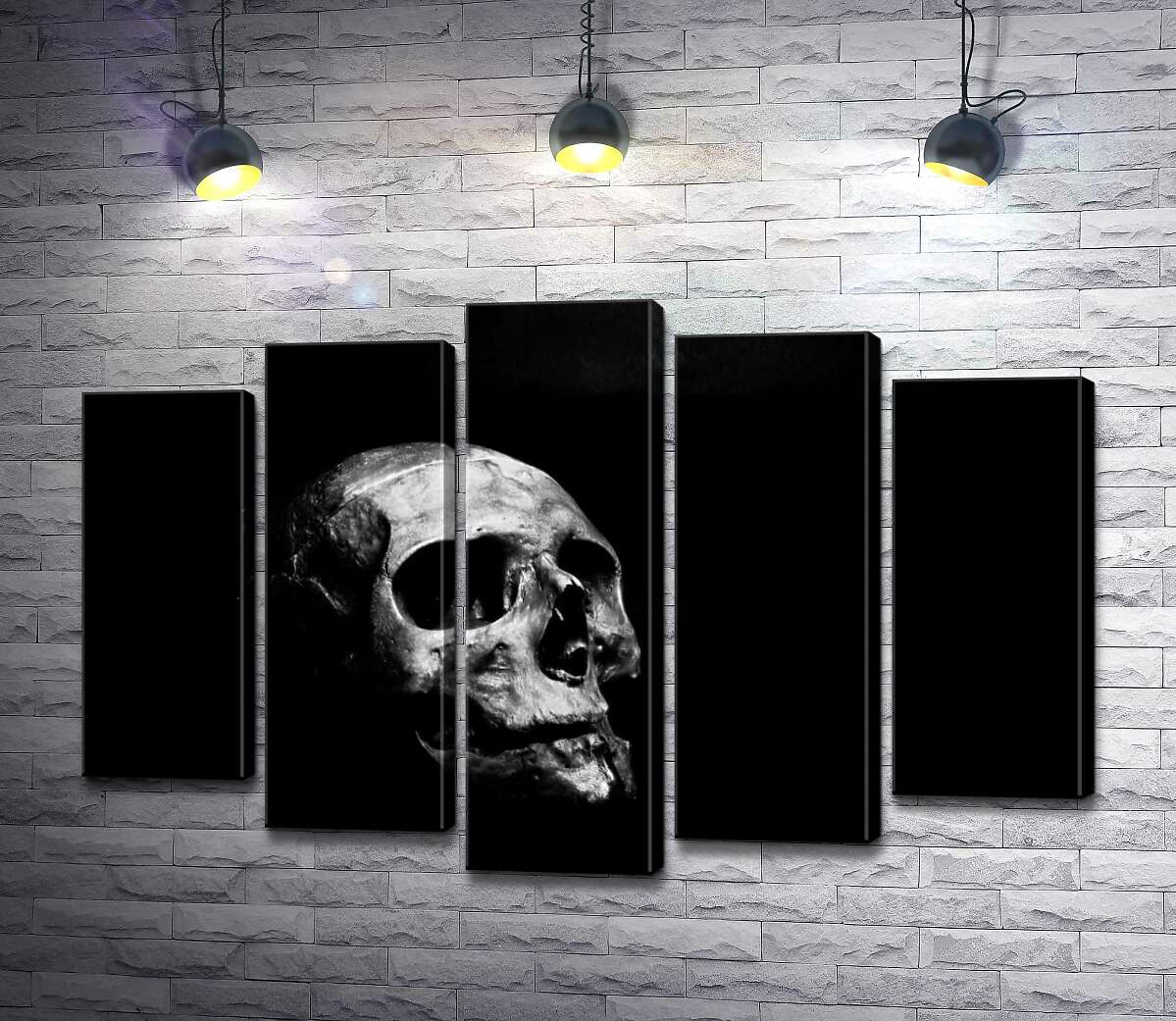 

Модульная картина ArtPoster Светлые формы черепа тонут в густой тьме 130x88 см Модуль №26