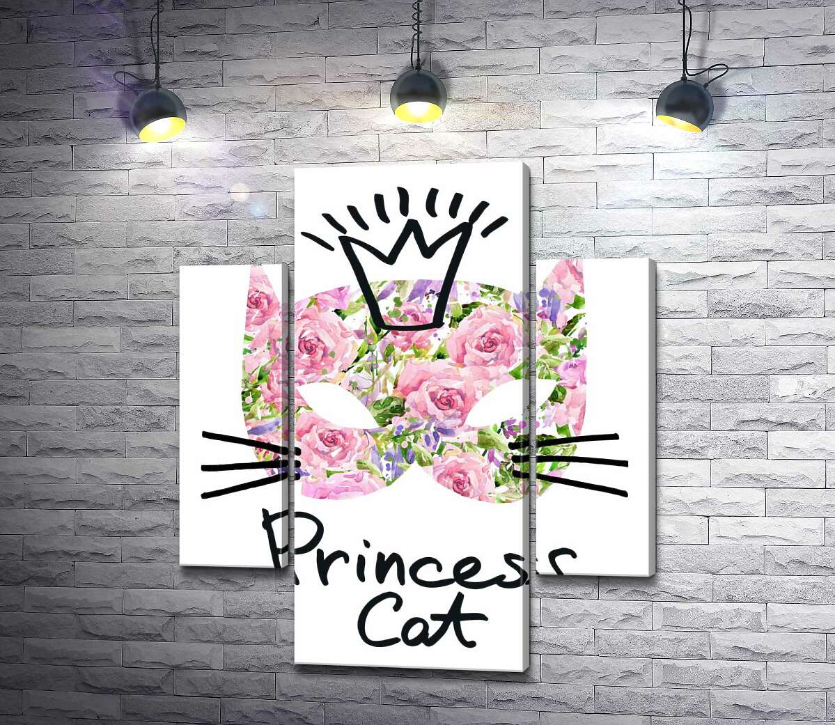 

Модульная картина ArtPoster Розовая маска кота с надписью "princess cat" 100x119 см Модуль №7