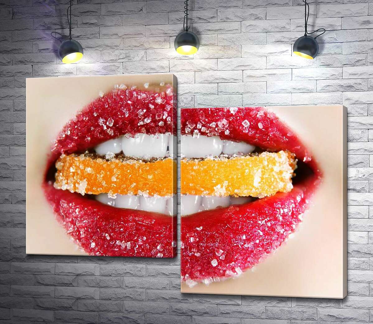 

Модульная картина ArtPoster Сахарные губы кусают апельсиновый мармелад 130x99 см Модуль №5