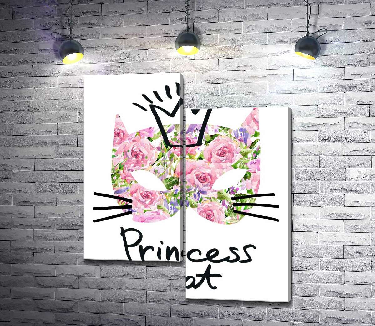 

Модульная картина ArtPoster Розовая маска кота с надписью "princess cat" 100x119 см Модуль №5