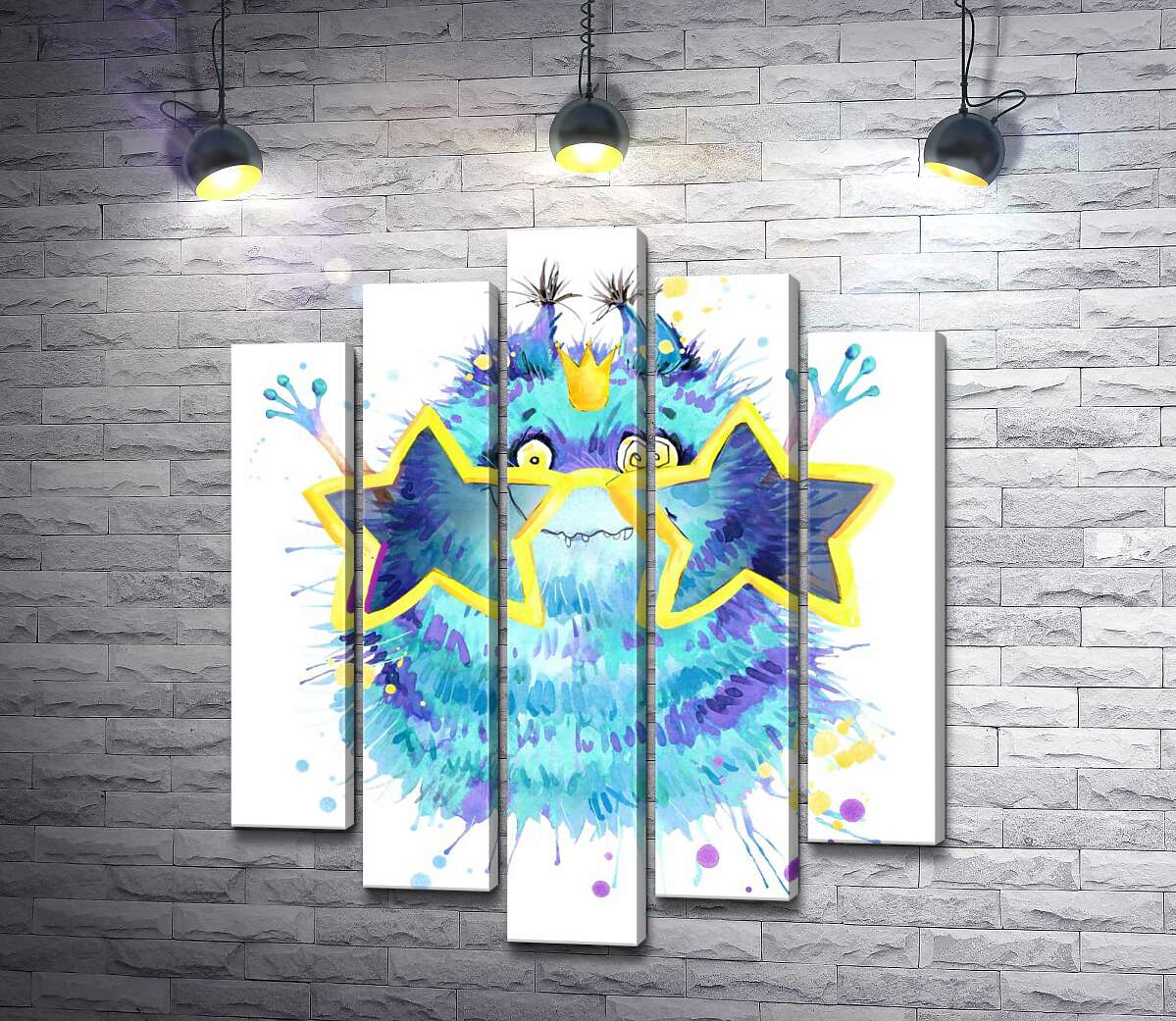 

Модульная картина ArtPoster Пушистый голубой монстр в звездных очках 130x156 см Модуль №26