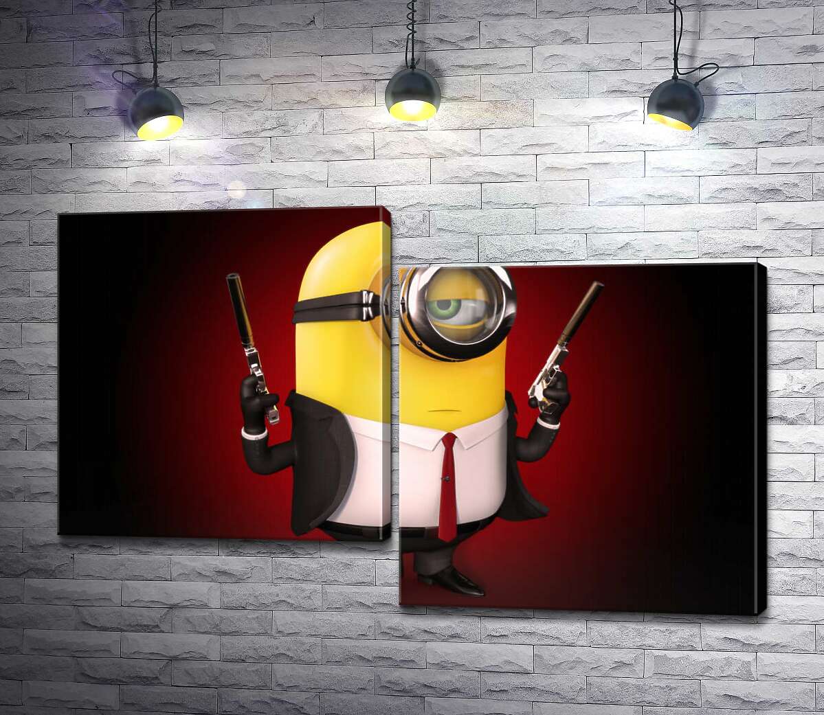

Модульная картина ArtPoster Самоуверенный миньон Хитман (Hitman minion) в костюме с пистолетами 130x82 см Модуль №5