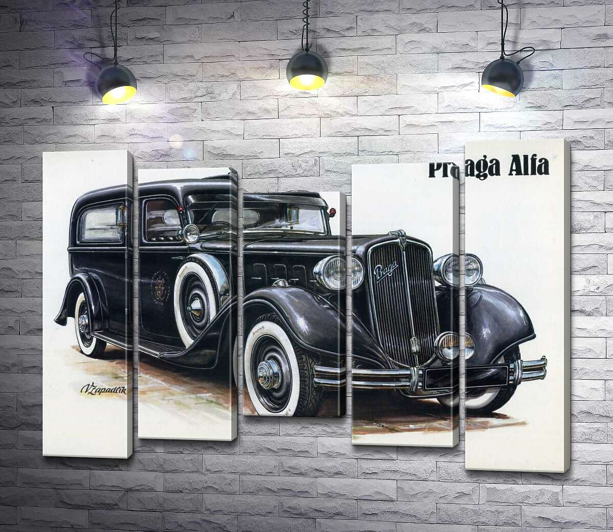 

Модульная картина ArtPoster Ретро-автомобиль Praga Alfa цвета черного оникса 130x95 см Модуль №28