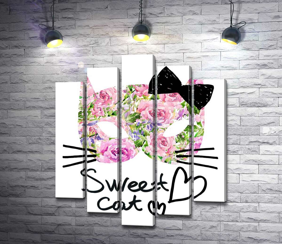 

Модульная картина ArtPoster Розовая маска котика с надписью "sweet cat" 100x120 см Модуль №26