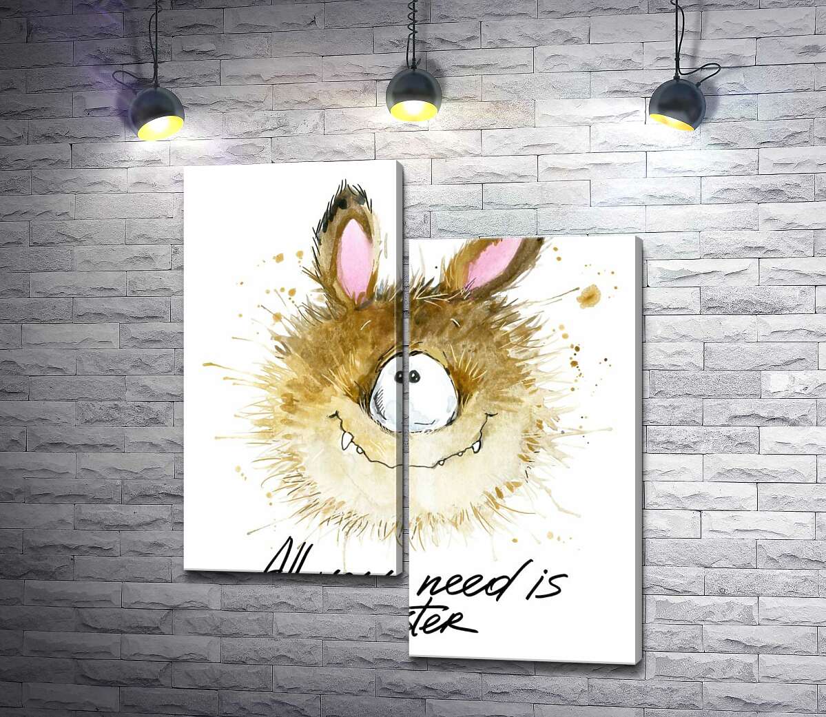 

Модульная картина ArtPoster Пушистый циклоп с заячьими ушами и надписью "all you need is monster" 50x60 см Модуль №5