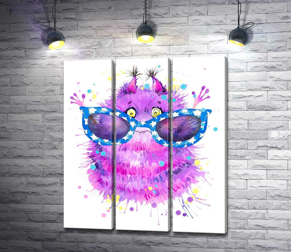 

Модульная картина ArtPoster Пушистый фиолетовый монстр в больших синих очках 60x71 см Модуль №11