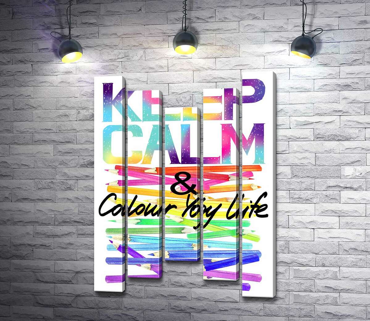 

Модульная картина ArtPoster Радужные карандаши с надписью "keep calm and colour your life" 130x192 см Модуль №28
