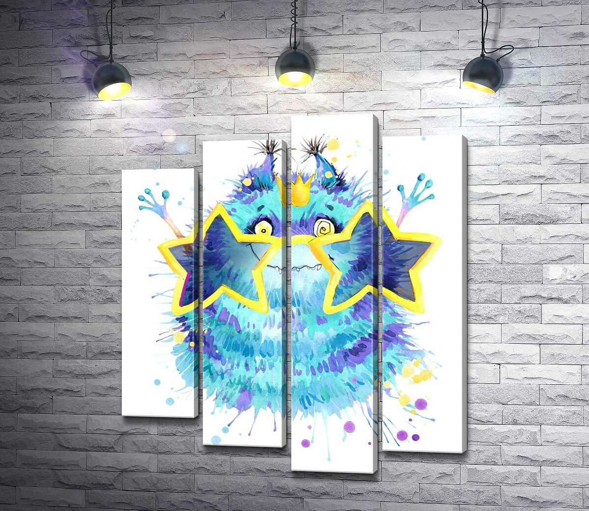 

Модульная картина ArtPoster Пушистый голубой монстр в звездных очках 132x156 см Модуль №21