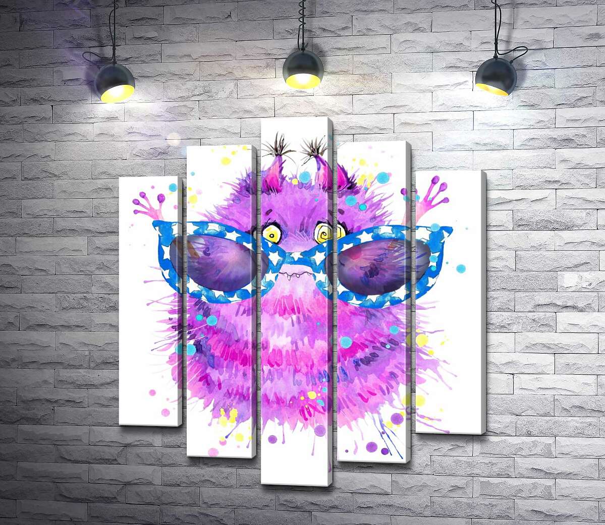 

Модульная картина ArtPoster Пушистый фиолетовый монстр в больших синих очках 100x120 см Модуль №26
