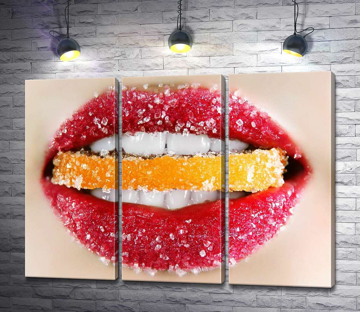 

Модульная картина ArtPoster Сахарные губы кусают апельсиновый мармелад 132x98 см Модуль №11