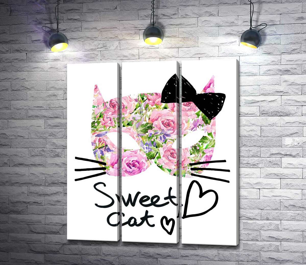 

Модульная картина ArtPoster Розовая маска котика с надписью "sweet cat" 132x154 см Модуль №11